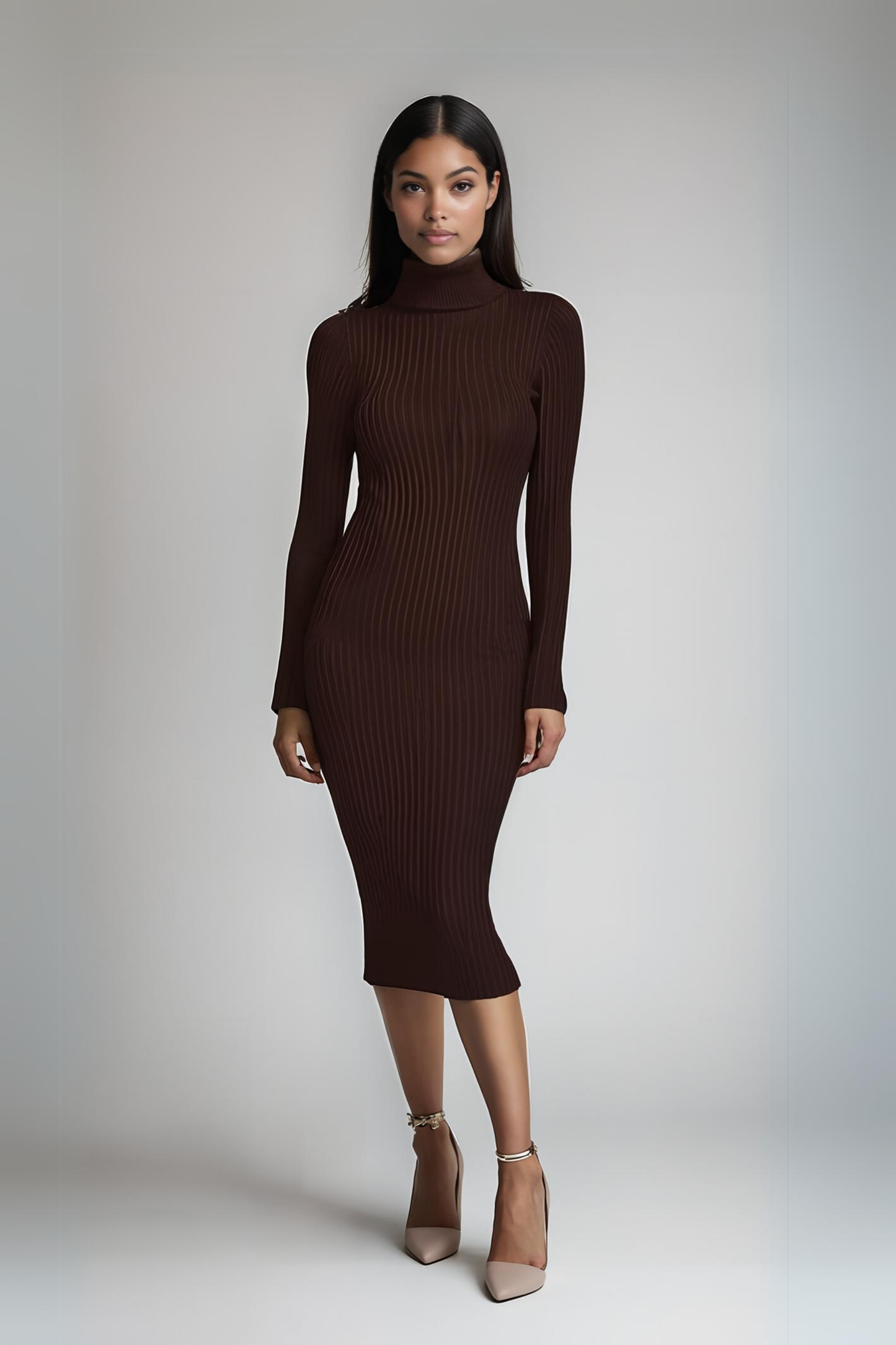 CHOCOLATE DUCHESA KNIT MIDI DRESS