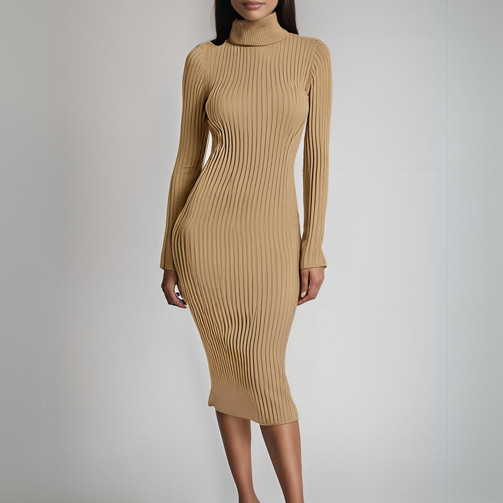 CAMEL DUCHESA KNIT MIDI DRESS