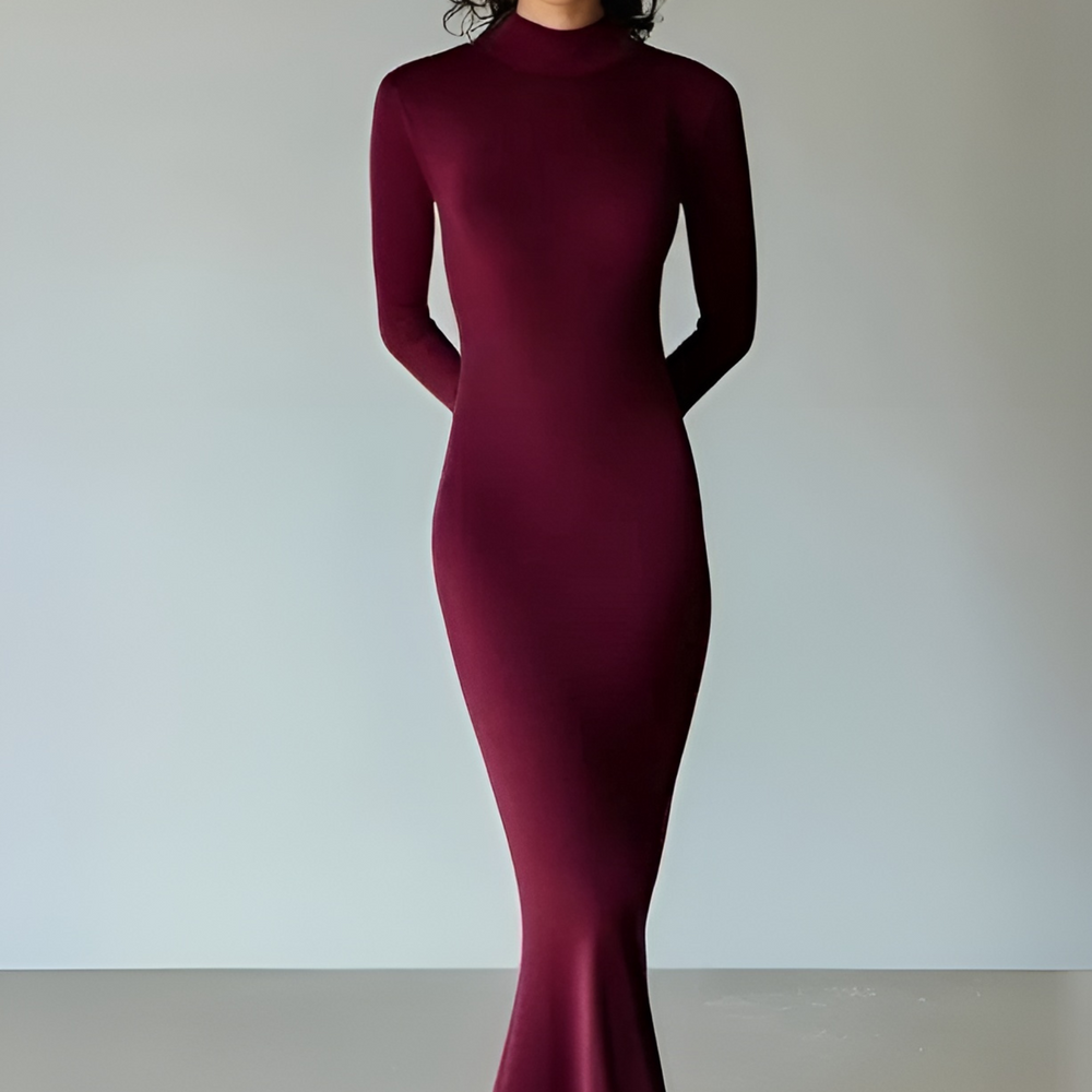 BURGUNDY MELINA KNIT DRESS