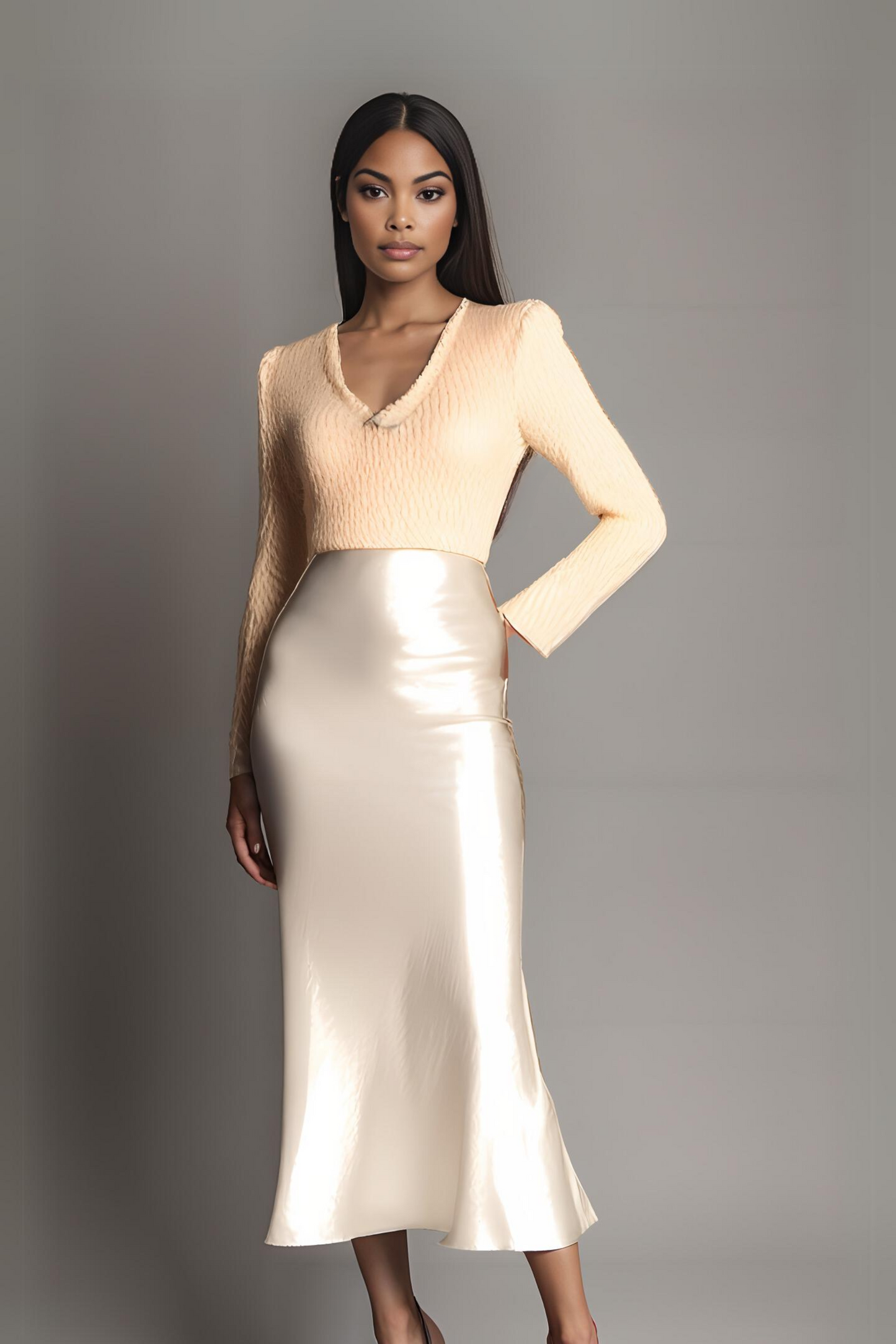 IVORY CARLINA SATIN SKIRT