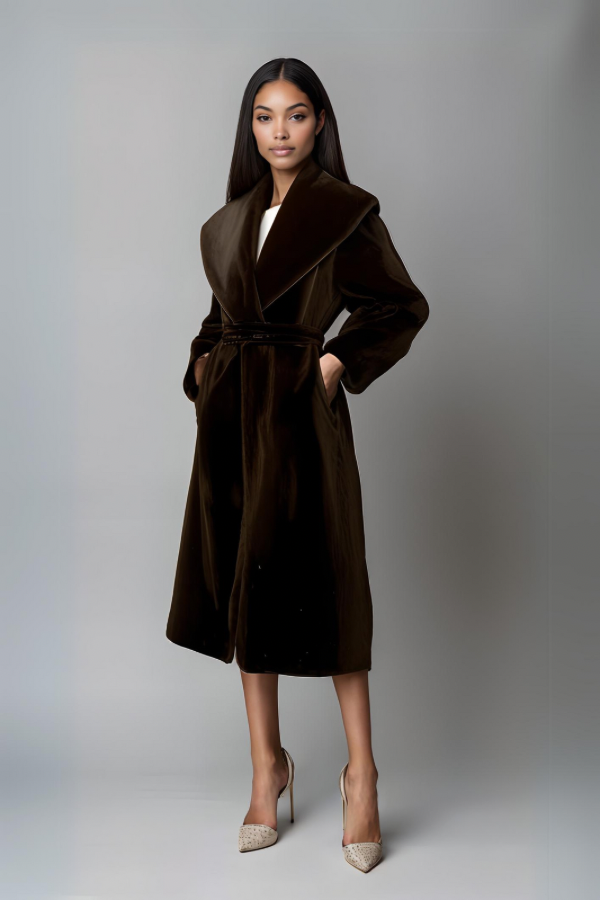 CHOCOLATE ELISIA FAUX MINK COAT