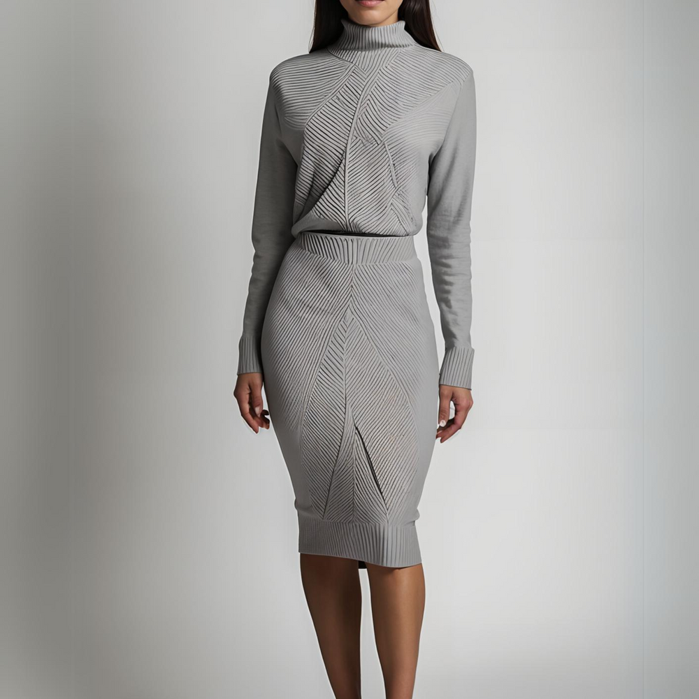 GRAY ELIANA KNIT SKIRT SET