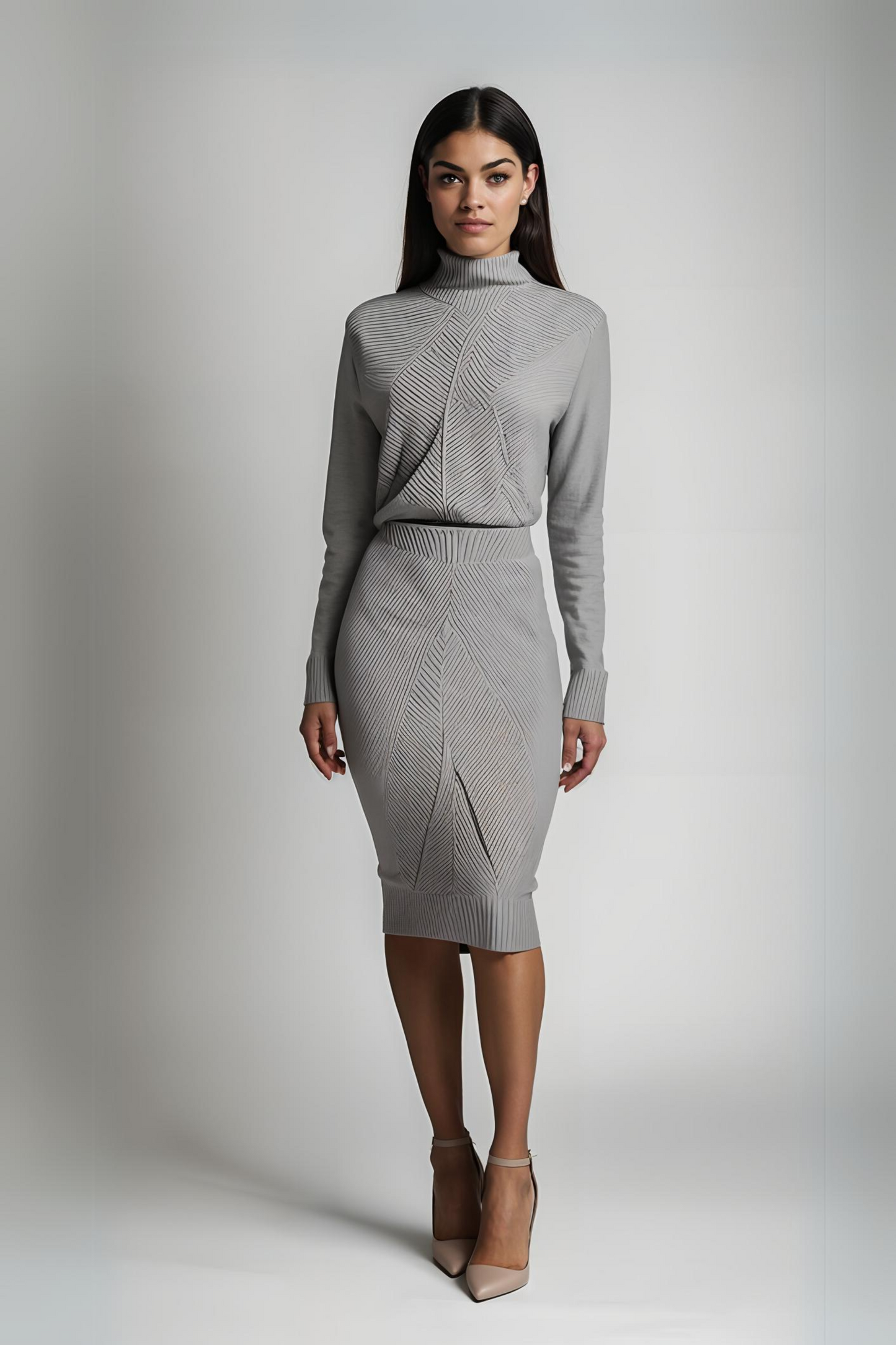 GRAY ELIANA KNIT SKIRT SET