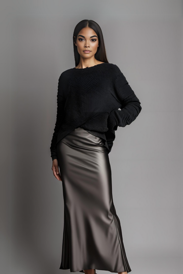 GRAY CARLINA SATIN SKIRT