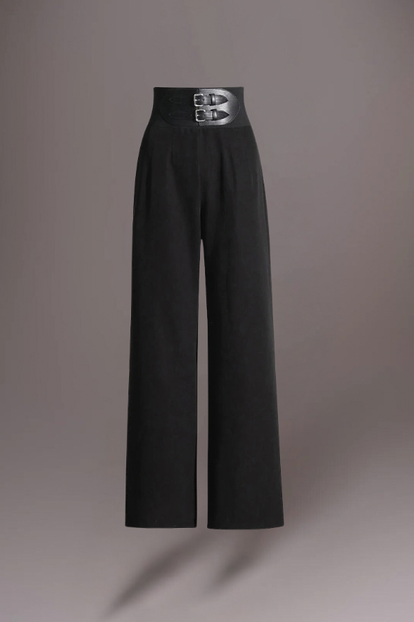 BLACK AURELIE BELTED PANT