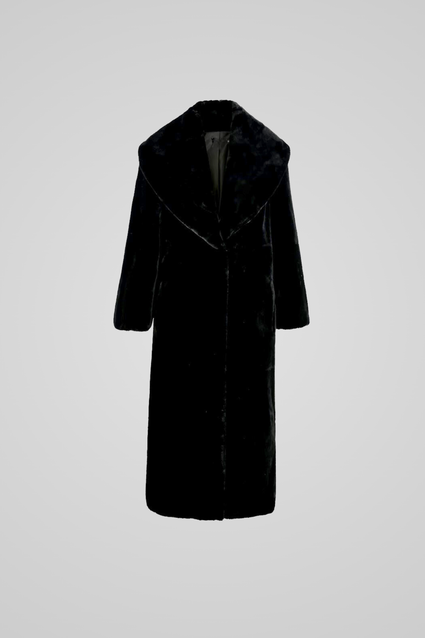 BLACK ELISIA FAUX MINK FUR COAT