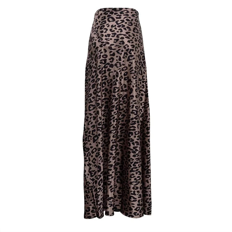 EVELINA LEOPARD SATIN SKIRT