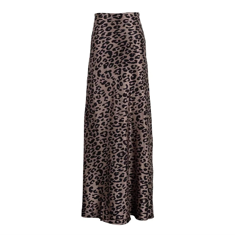 EVELINA LEOPARD SATIN SKIRT